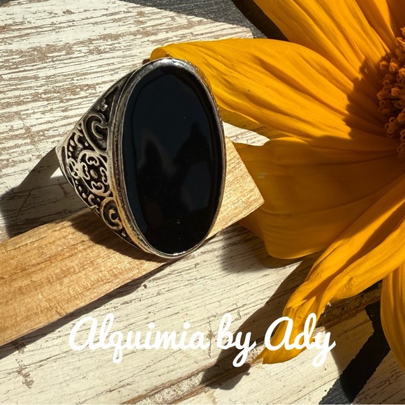 Alquimia by Ady Black Oval Ring - Picture 1 of 2